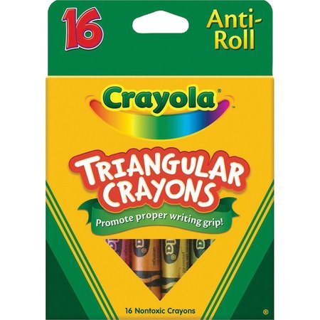 CRAYOLA Crayons, Anti-Roll, Triangular, Nontoxic, 16/BX, Assorted PK CYO524016